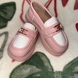 Elegant Pink and White Kids Dress Shoes